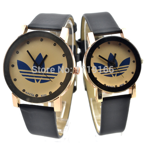 2015 New Adi couple belt quartz watch Perfect clover men and women wrist watch with three