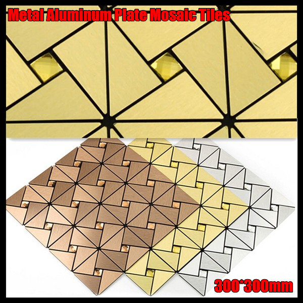 33pcs 300 300mm EUR Style Metal Aluminum Plate Mirror Mosaic Tiles Bathroom Kitchen Decoration Backdrop KTV