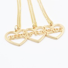 Free Shipping 3/Piece Separation Hearts Splice Necklace Best Friends Pendants Necklace 18K Golden Couples Love Necklace Jewelry