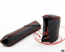 Red screw Hight Quality genuine leather sew on handbraker gear cover set for Volkswagen Jetta Mk6