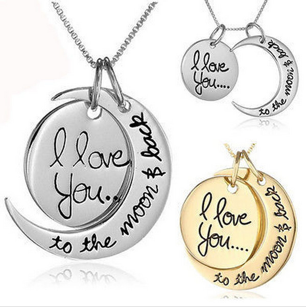 New I Love You To The Moon and Back Summer Style Necklaces Pendants Fine Jewelry Gift
