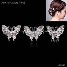 Wholesale 20pcs Lot Clear Crystal Rhinestone Butterfly Women Wedding Bridal Party Prom Hair Pin Clips Hair Jewelry Free Shipping