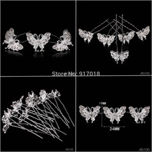 Wholesale 20pcs Lot Clear Crystal Rhinestone Butterfly Women Wedding Bridal Party Prom Hair Pin Clips Hair