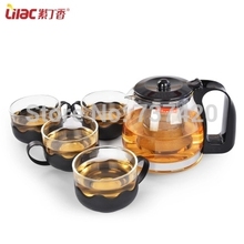 Five-piece set coffee set  Heat-resistant glass tea sets glass teapot 700ML tea cup 150ML Stainless steel liner tea&coffee tools