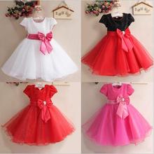 2015 Summer Baby Girls Big Bow Princess Party Dress Cute Tutu Dresses Children Clothing Kids Fashion