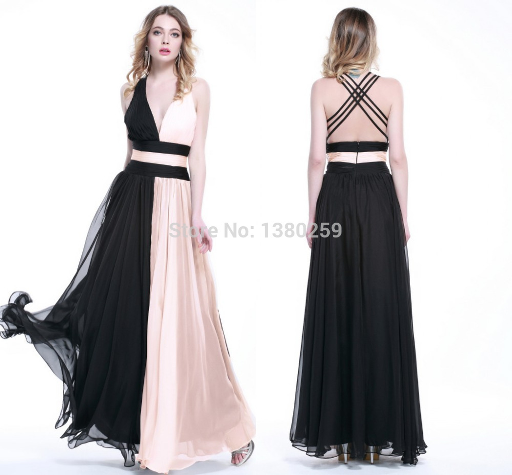 ... -Sexy-Deep-V-Neckline-Long-Chiffon-Cheap-Formal-Party-Dresses-New.jpg