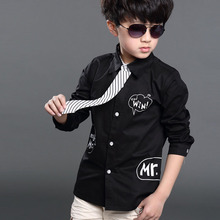 2015 New Letter Printed Kids Formal Shirts for Boys Spring Fall Kids 3 Colors Dress Shirt