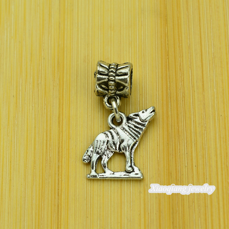 Free shipping 25pcs Wolf Tibetan silver big hole pendant fit Pandora charm bracelet DIY pendant XQ0190
