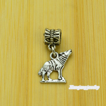 Free shipping!  25pcs  Wolf  Tibetan silver big hole pendant fit Pandora charm bracelet DIY pendant. XQ0190