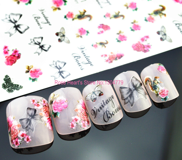 beauty 3d nail stickers decals manicure nail art decorations tools rose design S D101