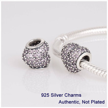 Authentic 925 Silver Beads and Charms – Heart Pave with Cubic Zirconia Fit Pandora Bracelet Necklaces & Pendants L251D