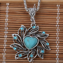Free Shipping Hot Sale Vintage Charm Jewelry Turquoise Shape Women Necklace