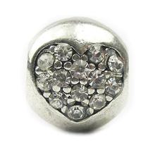 Free Shipping Jewelry 925 Silver Heart Shape Bead Charm European Crystal Silver Bead Fit panDORA Bracelets