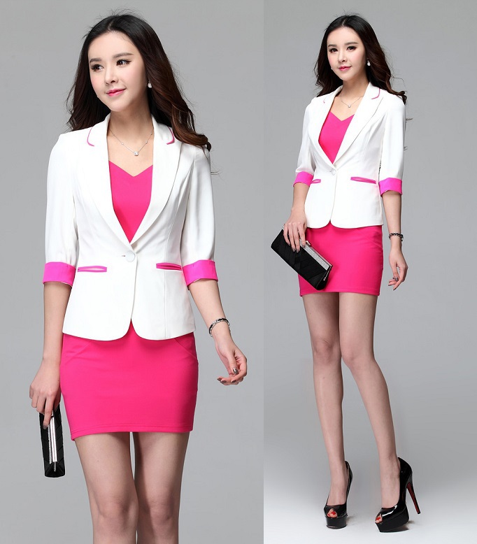 Whole Formal Uniform Design Work Wear Suits Tops And Dress 2018 Summer Formal Uniform Design Female Office Suits Dress And Tops Ladies Business Work Wear Blazers Sets Elegant White