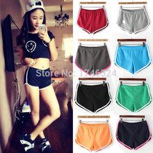 2015 Summer New Classic Vintage Womens High Quality Cotton Sports Shorts Running Shorts Elastic Waist Mini