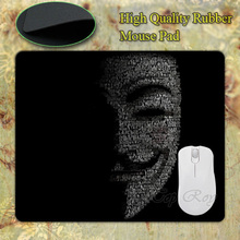 New Anti-Slip PC Anonymous Guy Fawkes V for Vendetta Black Rubber Mouse Pad Mat Mice Pad for Optical Free Shipping