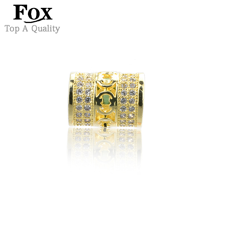 Hot sell Free shipping Gold Jewelry Austrian AAA Zircon Crystal Loose Beads fit European pandora Bracelets