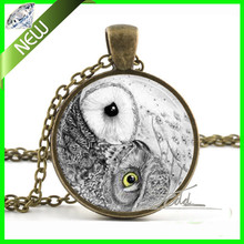 New Hot glass dome jewelry Yin Yang Necklace Owl Bird Jewelry Zen Nature Art Pendant Gift for her Vintage choker necklaces