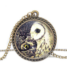 New Hot glass dome jewelry Yin Yang Necklace Owl Bird Jewelry Zen Nature Art Pendant Gift