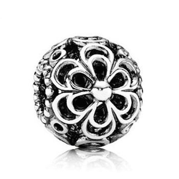 NEW Free Shipping 1Pc Silver Bead Charm European Silver Flower Bead Fit Pandora BIAGI Bracelets Bangles