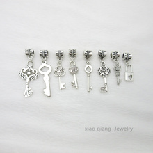 Free shipping!  24pcs   mix  Key  Tibetan silver Bead Charm big hole pendant fit Pandora charm bracelet DIY pendant. X020