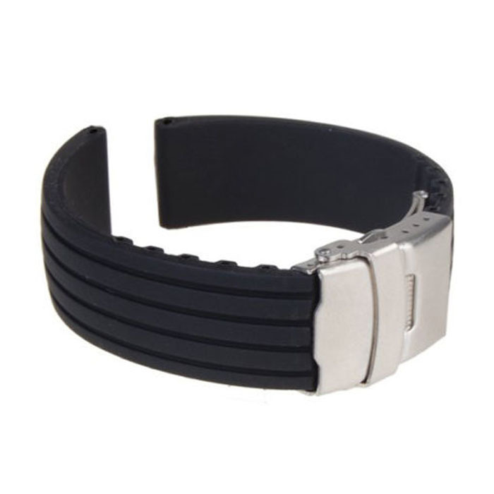 2015 Hot Black Silicone Rubber Watch Band Strap Straight End Bracelet 18mm 20mm 22mm 24mm Waterproof