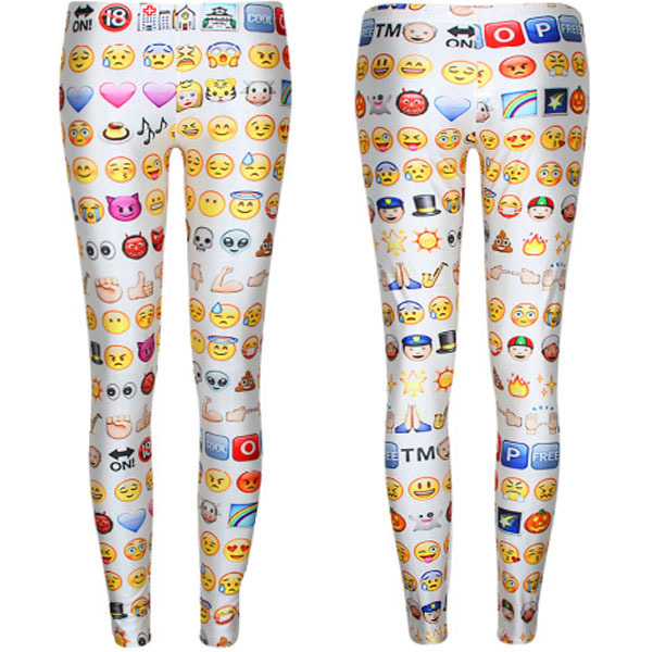 Goldland Free Shipping F176 2015 Women s Emoji Jogger Leggings Exercise Pants Casual Hip Hop Funny