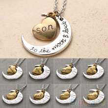I Love You To The Moon And Back Family Mom Birthday Silver Gold Pendant Necklace 2MSD
