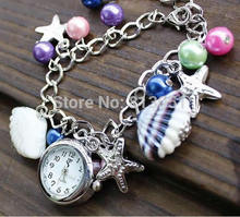 Free shipping!!!Women Watch Bracelet,Love Jewelry, Zinc Alloy, with Shell & Glass Pearl & Glass, platinum color plated