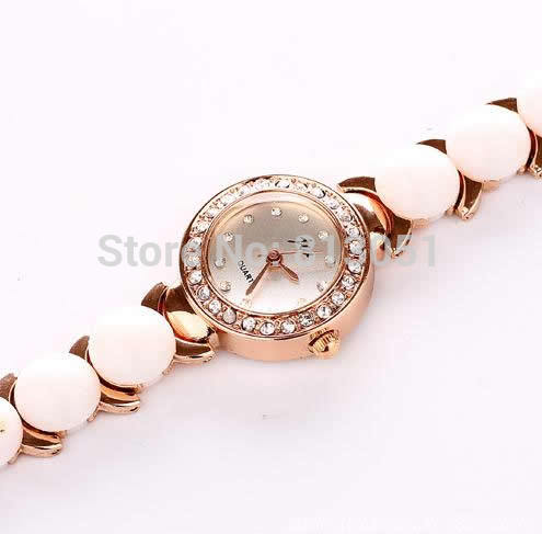 Free shipping Women Watch Bracelet Famous Jewelry Zinc Alloy with Glass ABS Plastic Flat Round rose
