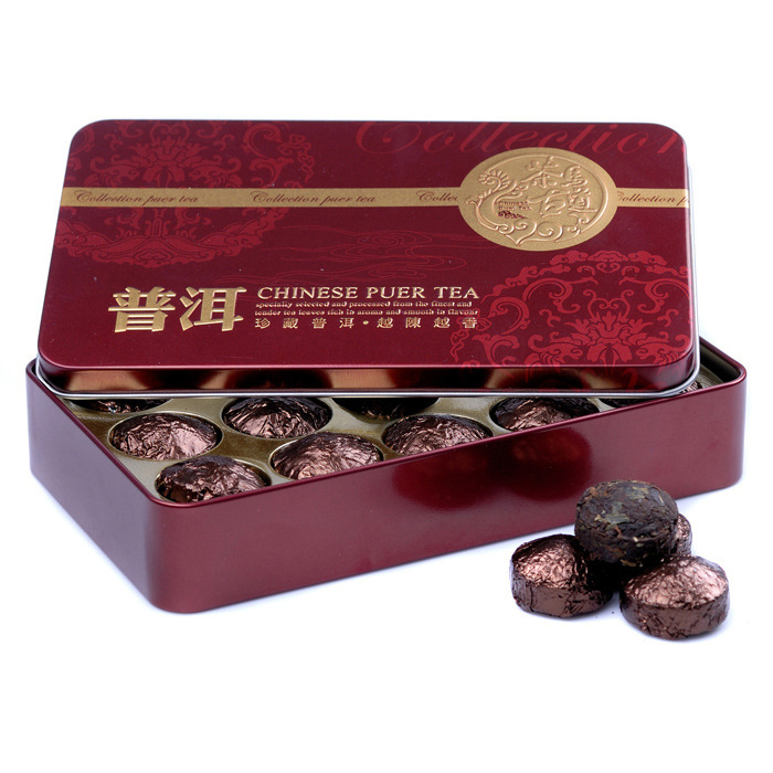 Pu er tea waxy fragrant tea metal box puer tea high quality good gift teas perfumes