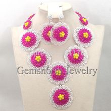 Charming New Nigerian Wedding Crystal Beads Jewelry Set 2015 Perfect Bride Gift Jewelry Beads Set Free