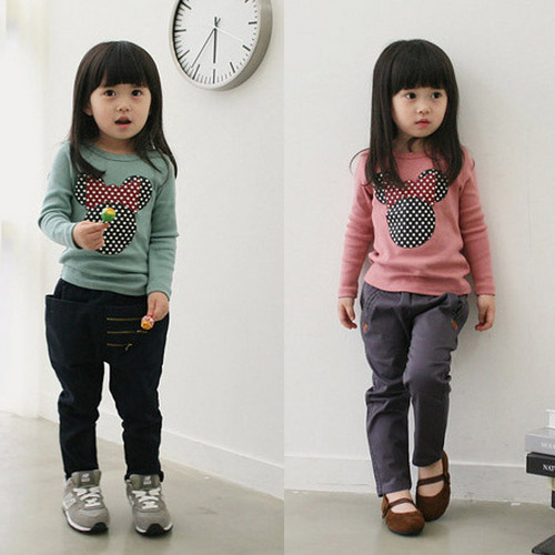 Korean Spring Autumn Long Sleeve Cartoon Kids Girls Shirts All Kids Clothing and Accessories T Shirts