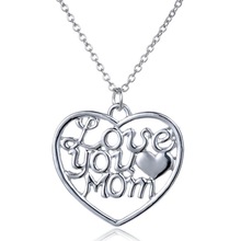 8883-5 Love Jewelry 2015 New Sale High-end Trendy Personality ” I Love You Mom” Pattern Heart Pendant Necklaces Gifts For Mother