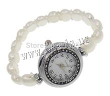 Free shipping!!!Freshwater Pearl Watch Bracelet,DIY,Jewelry DIY, with zinc alloy dial & Glass Seed Bead, Flat Round