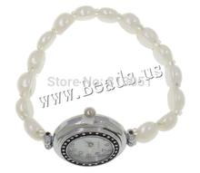 Free shipping Freshwater Pearl Watch Bracelet DIY Jewelry DIY with zinc alloy dial Glass Seed Bead