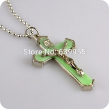 grow in dark Jesus Cross Pendant ball beads chain Necklace Catholic Fashion Religious jewelry Wholesale