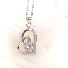 Real 925 Sterling Silver Jewelry 8 Hearts 8 Arrows Cutting Simulated Diamond White CZ Love Heart