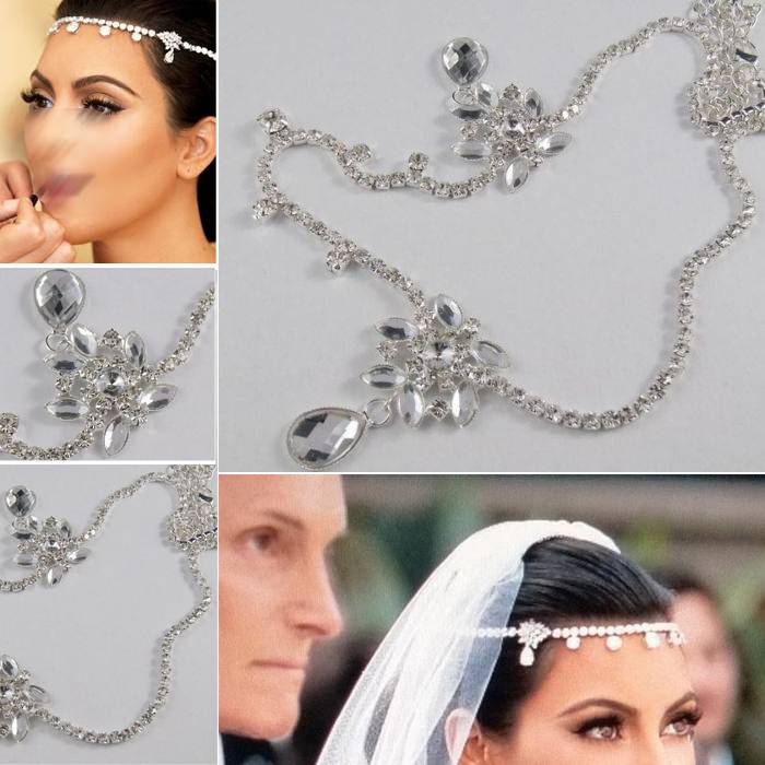 2015 Czech Crystal Forehead Waterdrop Hair Combs Bride Headband Hair Chain Wedding Celebrity Bridal Hair Jewelry
