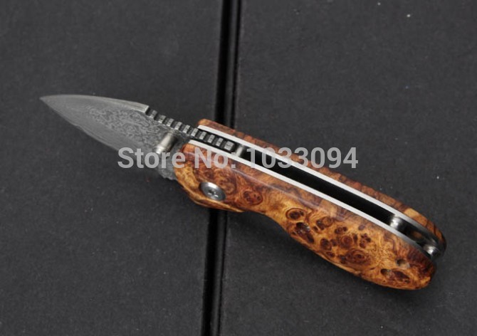 Red Shadow Wood Damascus knife