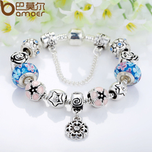 2015 High Quality DIY Charms Beads fit pandora bracelet 925 Silver Handmade Flower Beads Fashion Bracelets