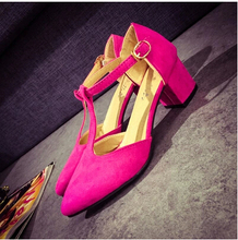 2015 spring and autumn high heeled pumps pointed toe cutout thick heel shallow mouth women s