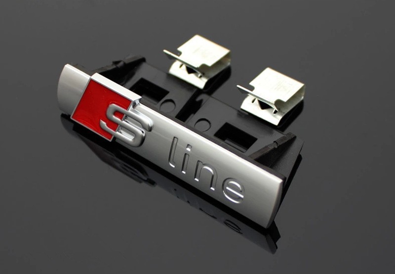 1 pcs S LINE Metal 3D Car Front Hood Grill Badge Grille Emblem Logo Race for