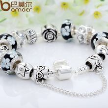 Bamoer 925 Silver Charm Fit pandora Bracelets With High Quality Murano Glass Beads Pulseira For Mother