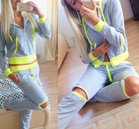 Elina\'s shop New 2015 woman knee open cardigans sudaderas tracksuits sports suit adventure time jogging femme sweatshirts s m l