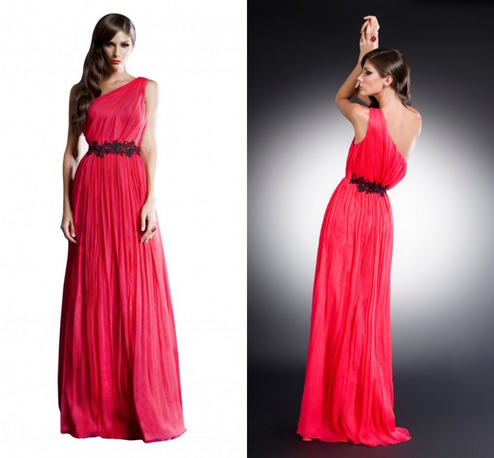 Customized Ross Red Prom Dresses One Shoulder Floor Length Sashes A ...
