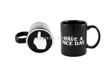 Free Shipping 1Piece 10oz Novelty Ceramic Middle Finger Coffee Cups Personality Office Gifts Have A Nice