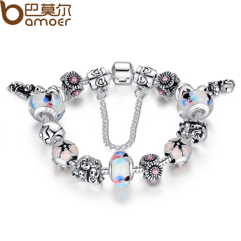 Bamoer New Fashion DIY Charm Fit pandora Bracelets With 925 Silver Chain Beads Pulseira For Mother