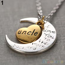 I Love You To The Moon And Back Family Mom Birthday Silver Gold Pendant Necklace 2MYS