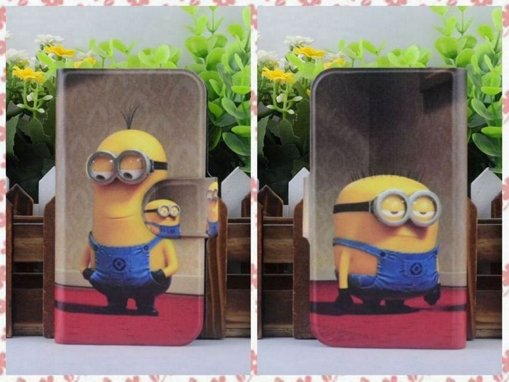 Hot 2015 BM11 Colorful Funny Cartoon Despicable Me PU Leather Flip Case Cover for Xiaomi Millet